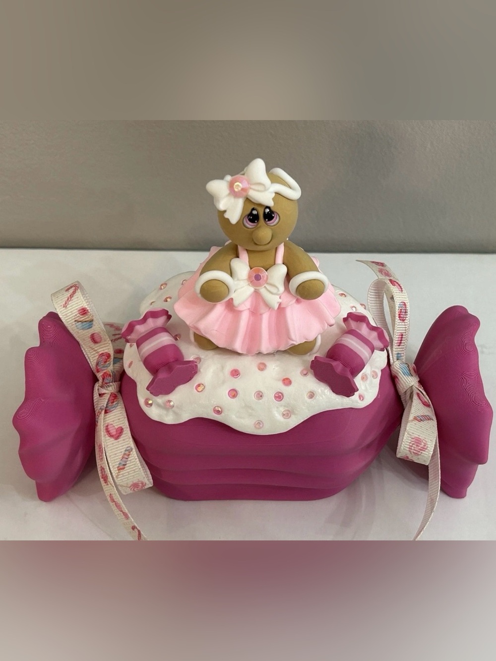 Fake Gingerbread Wrapped Candy Dessert Display Handmade